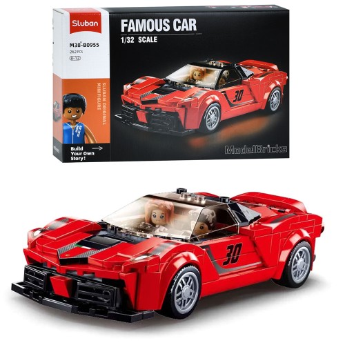 Конструктор «Гоночний автомобіль» 17 см 1:32 на 262 деталі з фігурками, у коробці 30х19х7 см, SLUBAN