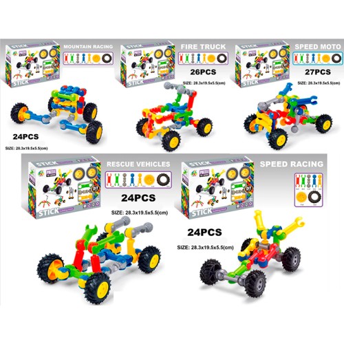 Конструктор «Транспорт» від 24 деталей шарнірний, в асортименті, у коробці 28х19,5х5,5 см