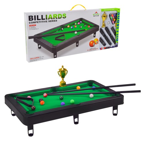Настільна гра «Більярд»: стіл, 2 киї, 11 куль, трикутник, 6 ніжок з лузами, у коробці 66,5х28,5х4,7 см