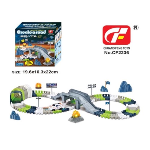 Трек зі світлом та машинкою, на батарейці, у коробці 19,5х22х10,5 см