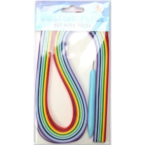 Папір для квілінгу 150 аркушів 520х5 мм, 15 кольорів з інструментом, ТМ Мандарин