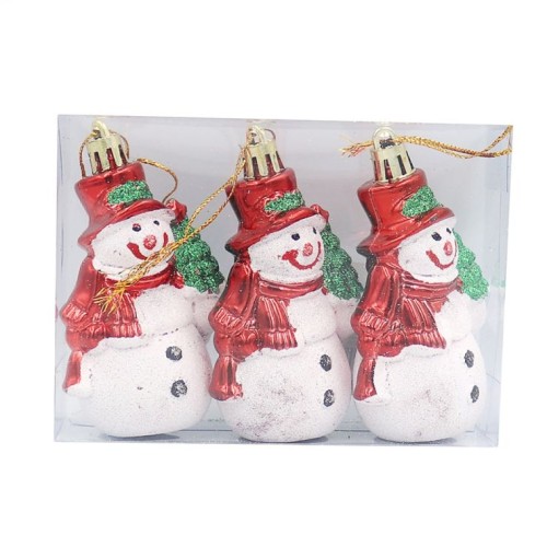 Набір ялинкових прикрас «Сніговик» з 3 елементів по 9 см