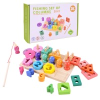 Піраміда-сортер дерев`яна з магнітною рибалкою та вкладишами, у коробці 24,5х15,5х6 см
