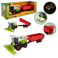 Комбайн з причепом, світлом та звуком, на батарейці, у коробці 43,5х13х14,5 см