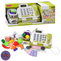 Касовий апарат 27х11х14,5 см см зі світлом, звуком, калькулятором, мікрофоном, сканером. вагами та набором продуктів, на батарейці, у коробці 41х16,5х14,5 см