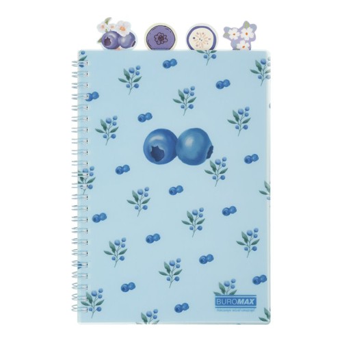 Зошит з роздільниками «ARABESKI» А5 на 80 аркушів у клітинку на спіалі збоку з пластиковою обкладинкою, TM Buromax