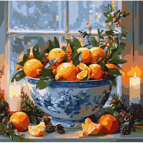 Картина за номерами «Цитруси у ваз» 40х40 см, ТМ Ідейка