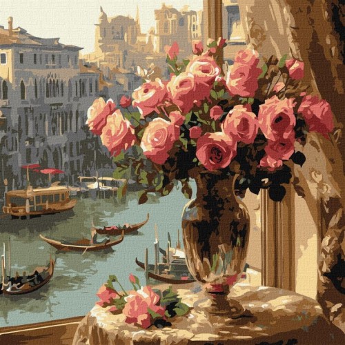 Картина за номерами «Троянди у Венеції» 40х40 см, ТМ Ідейка