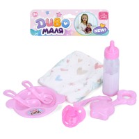 Аксесуари для ляльки : тарілка, ложки, виделка, пляшечка, брязкальце, соска, підгузок, у пакеті 20х19х4 см