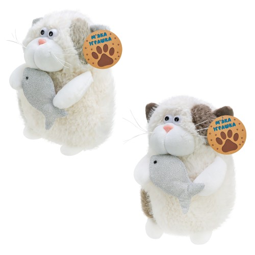 М'яка іграшка «Кіт з рибкою» 20 см, в асортименті