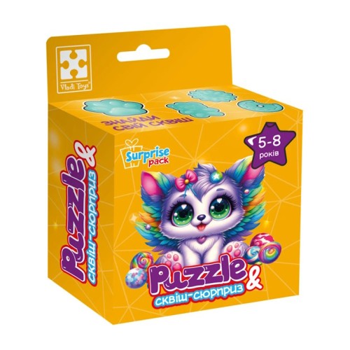 Пазли «Котеня з крилами» на 180 елементів з сюрпризом, у коробці 11,5х5, 5х14 см, ТМ Vladi Toys