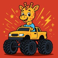 Картина за номерами «Жираф на машині» 25х25 см, ТМ Ідейка