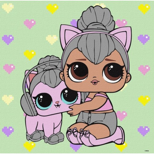 Картина за номерами «L.O.L. Surprise! TroopSurprise Kitty Queen With Kitty Kitty» 40х40 см, ТМ Ідейка