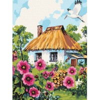 Картина за номерами «Мальви біля хати» 30х40 см, ТМ Ідейка