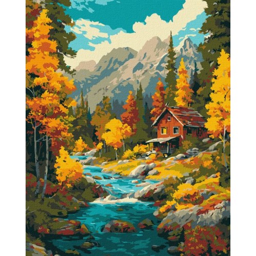 Картина за номерами «Осінь над потоком» 40х50 см, ТМ Ідейка
