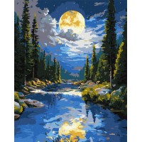 Картина за номерами «Під гірським потоком» 40х50 см з фарбами металік, ТМ Ідейка