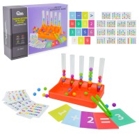 Гра «Кольорова математика» на 15 карток з завданнями, 40 кульок, пінцет а та 5 пробірок, у коробці 23х6х16 см