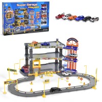 Гараж 3-поверховий з 6 машинками по 6 см, ліфтом та дорожніми знаками, у коробці 50х32,5х6,5 см