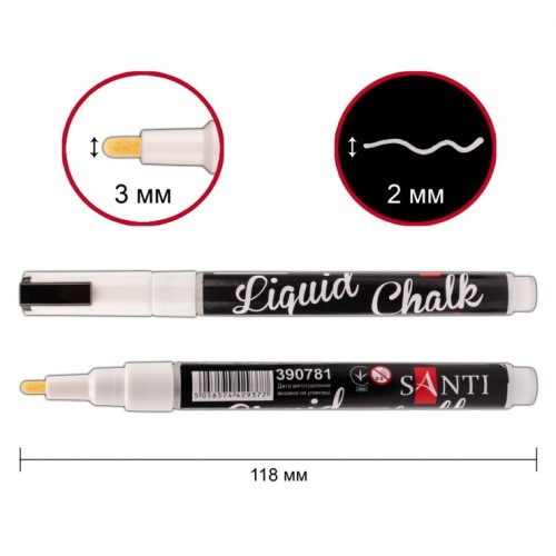 Маркер крейдяний білий 3 мм, ТМ SANTI