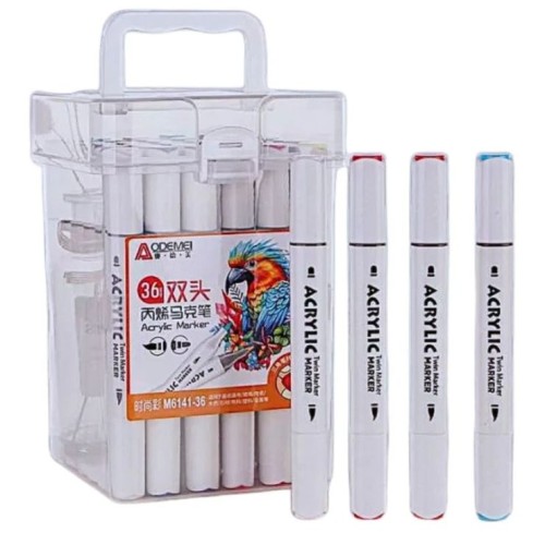 Набір скетчмаркерів «Aodemei» двосторонніх на 36 кольорів акрилових трикутні у пластиковому контейнері, ТМ J.Otten