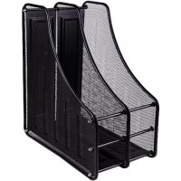 Лоток «Сітка» вертикальний металевий на 2 відділення чорний