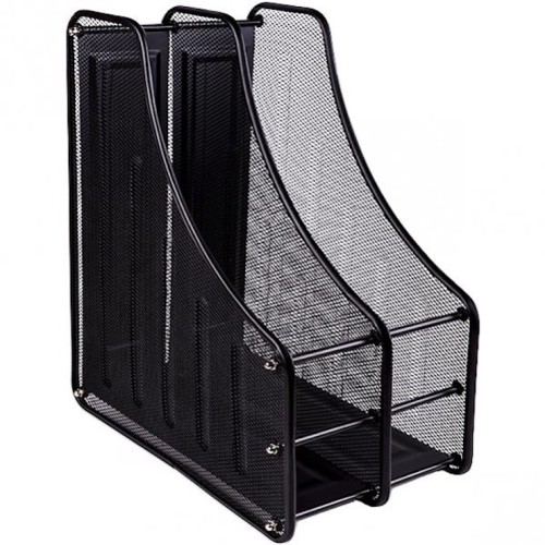 Лоток «Сітка» вертикальний металевий на 2 відділення чорний