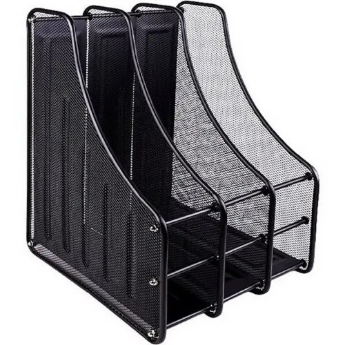 Лоток «Сітка» вертикальний металевий на 3 відділення чорний