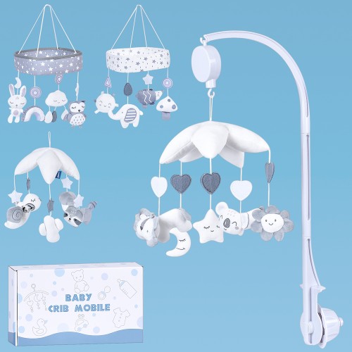 Карусель на ліжечко з заводним механізмом, музикою, підвісками, на батарейці, в асортименті, у коробці 35,5х20х8 см.