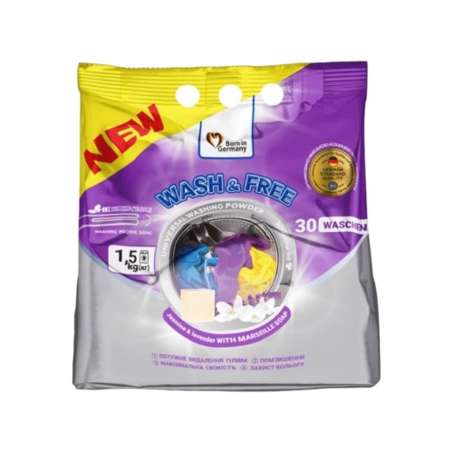 Порошок для прання «Жасмин і лаванда. Intense» універсал 1500 г, Wash&Free