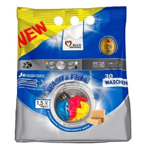 Порошок для прання «Wash&Free» універсал 1500 г