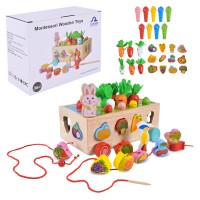 Сортер дерев'яний 21,5х16х9 см на 31 елемент з рибалкою та шнурівкою, у коробці 22,5х10х17 см