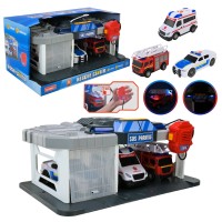 Паркінг 35х21х15 см зі світлм, звуком та 3 машинками по 13 см, на батарейці,у коробці 38х23х19 см