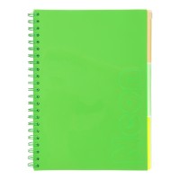 Канцелярська книга «NEON» на 120 аркушів у клітинку з пластиковими розділювачами та обкладинкою на пружині збоку, ТМ Buromax