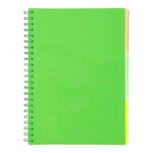 Канцелярська книга «NEON» на 120 аркушів у клітинку з пластиковими розділювачами та обкладинкою на пружині збоку, ТМ Buromax