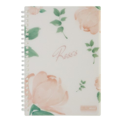 Блокнот «RAMIRA ARABESKI» А5 на 80 аркушів у клітинку з пластиковою обкладинкою та спірллю збоку, кораловий, TM Buromax