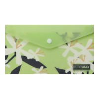 Папка-конверт на кнопці «ARABESKI» DL з матового напівпрозорого пластику, салатова, ТМ Buromax