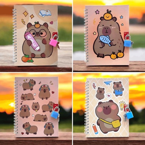 Блокнот «CAPYBARA» 13х18 см на 48 аркушів у клітинку на пружині збоку з замком, в асортименті, KIDS Line