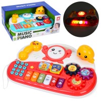 Піаніно 25х18х8 см музичне зі світлом та звуком, перемикачем режимів, телефоном, шестернями, барабаном, на батарейці, у коробці 26,5х11х19 см