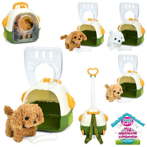 Песик 16 см музичний зі свуком та рухомими деталями, ходить, на батарейці, у рюкзаку-переносці, в асортименті, у пакеті 21х20х17 см