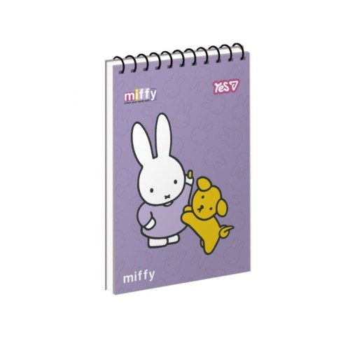 Блокнот «Miffy: Little Joy» А7 на 80 аркушів у клітинку на спіралі зверху та ламінованою обкладинкою, ТМ Yes