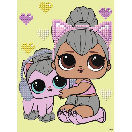 Набір з алмазною мозаїкою з частковою викладкою «L.O.L. Surprise! Kitty Queen з Kitty Kitty» 15х20 см, ТМ Ідейка