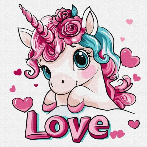 Картина за номерами «Романтичний єдиноріг» 30х30 см, ТМ Ідейка