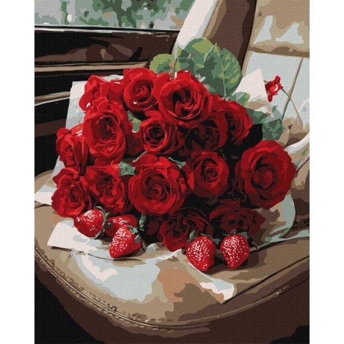 Картина за номерами «Романтичний букет троянд» 40х50 см, ТМ Ідейка
