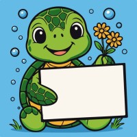 Картина за номерами «Черепаха з листівкою» 20х20 см, ТМ Strateg