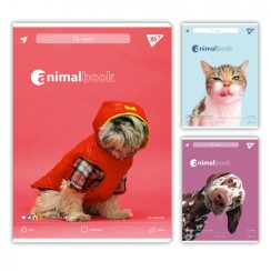 Канцелярська книга «Animalbook» на 48 аркушів у клітинку з ламінованою обкладинкою, в асортименті, ТМ Yes