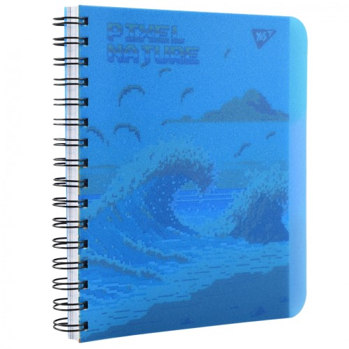 Зошит з роздільниками «Pixel nature» А5 на 144 аркуші у клітинку з пластиковою обкладинкою на спіралі збоку, ТМ Yes