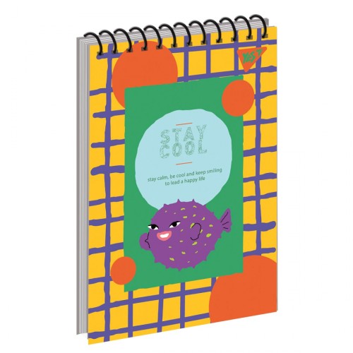 Блокнот «Stay yourself» А6 на 80 аркушів у клітинку з ламінованою обкладинкою на спіралі зверху, в асортименті, ТМ Yes