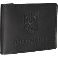 Обкладинка на посвідчення 10,5х8 см зі шкіри, чорна