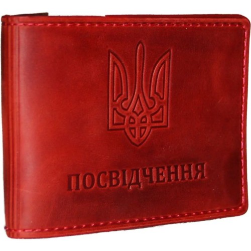 Обкладинка на посвідчення 10,5х8 см зі шкіри, червона