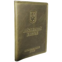 Обкладинка на військовий квиток 10х13,5 см зі шкіри, хакі